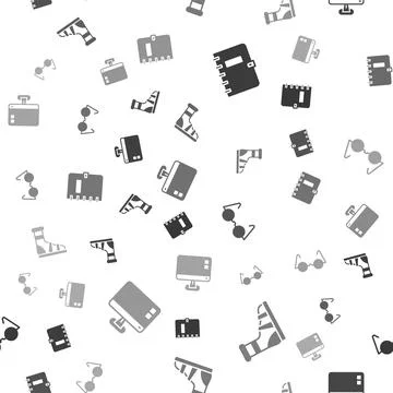 Set Spiral notebook, Slippers with socks, Eyeglasses and Computer monitor screen Stock Illustration