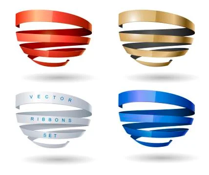 Set of spiral ribbons Stock Illustration