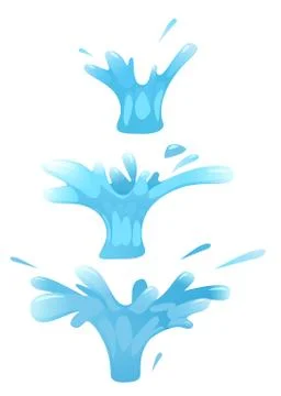 Set splash of liquid, water, slutter. For illustrations, animation, cartoon Stock Illustration