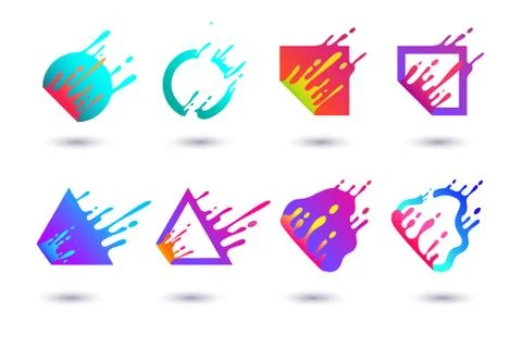 Set of splash logo with different liquid flat shape. Stock Illustration
