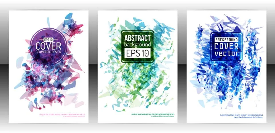 Set of splash paint layout templates for flyer. Stock Illustration
