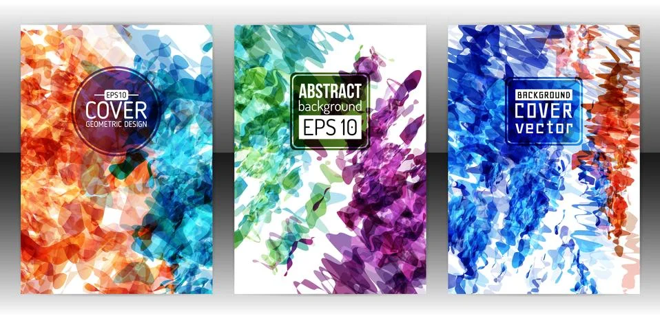Set of splash paint layout templates for flyer. Stock Illustration