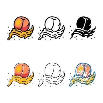Set splash peach fruit color icon vector Stock Illustration