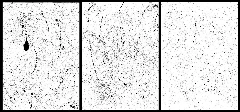 Set of splatter textures A4 format, real handmade strokes, real paint splas.. Illustrazione stock