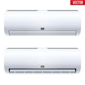 Set of Split air conditioner house system Stock Illustration