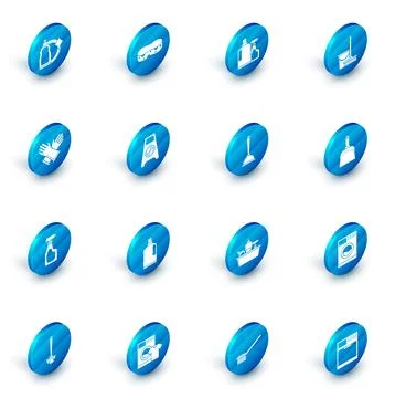 Set Sponge, Plastic bottles for liquid dishwashing liquid, Mop and bucket Stock-Illustration