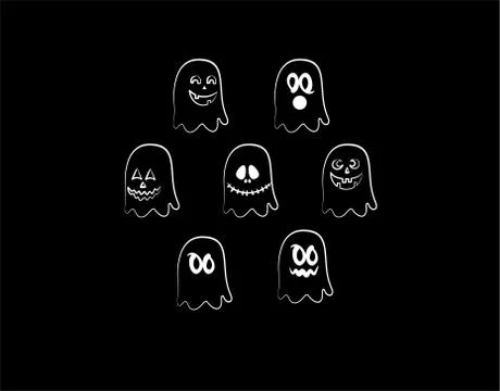 Set Spooky Halloween flat icon on black background in vector illustration Illustrazione stock