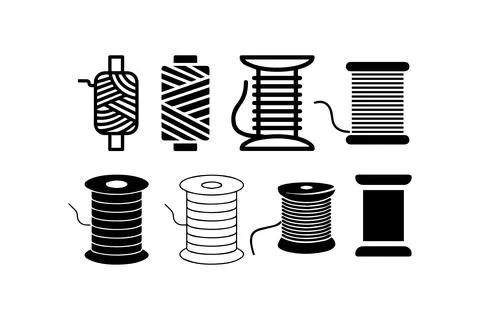 Set of Spool and Thread Icons in Various Styles. Vector illustration design. Stock Illustration