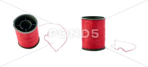 Set of Spool of thread isolated over the white background Stock Photos