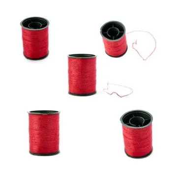 Set of Spool of thread isolated over the white background Stock Photos