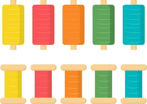 A set of spools of thread. Bobbins with thread. Sewing threads. Stock Illustration