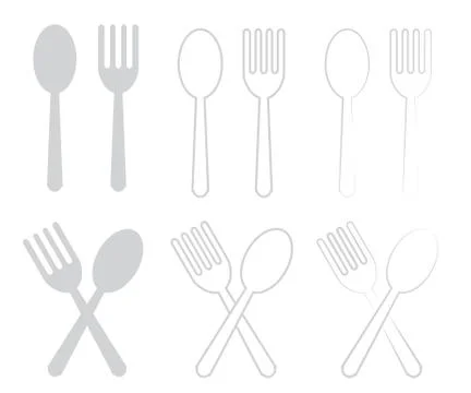 Set of spoon and fork icon vector Stock Illustration