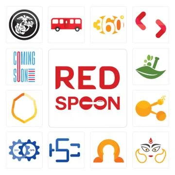 Set of spoon on its, durga, omega, hsc, devops, bitconnect, crest, ayurvedic, Free Stock Illustration