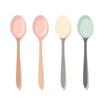 Set of spoons on a white background. Vector illustration. Stock Illustration