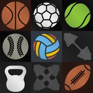 Set sport background, vector illustration. Illustrazione stock