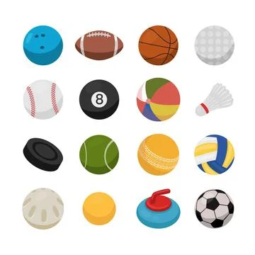 Set of Sport Balls Isolated Element Objects with Polo, Basketball, Beach, W.. イラスト素材