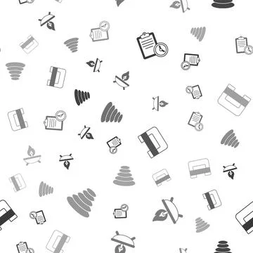 Set Sport training program, Aroma candle, Big bed and Stack hot stones on Stock Illustration