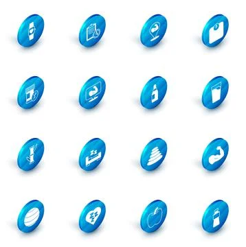 Set Sport training program, Bodybuilder muscle, Bathroom scales, Vitamin pill Illustrazione stock