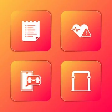 Set Sport training program, Heart rate, Fitness app and horizontal bar icon イラスト素材