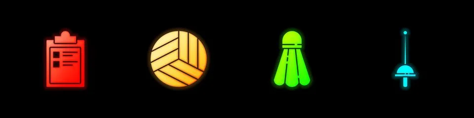 Set Sport training program, Volleyball ball, Badminton shuttlecock and Fencing Stock Illustration
