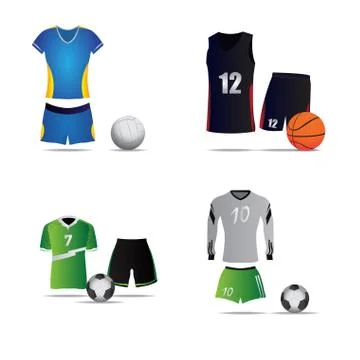 Set of sport uniforms Stock Illustration