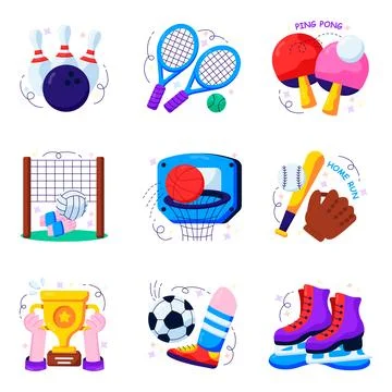 Set of Sports Flat Illustrations Stock Illustration