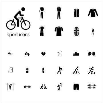 Set Of Sports Supplies Vector Solid Icons Stock Illustration