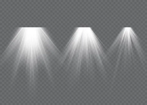 Set of Spotlight isolated on transparent background. Vector glowing light effect Stock Illustration