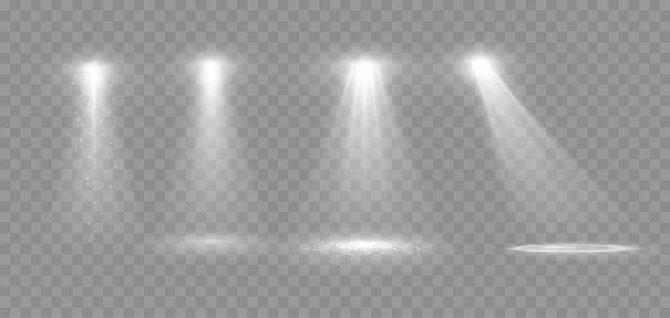 Set of Spotlight. Vector glowing light effect with rays and beams Stock Illustration