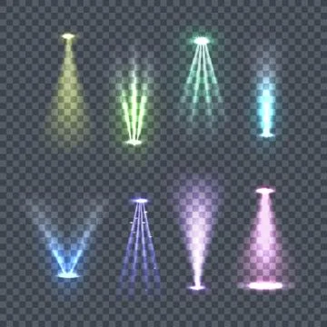 Set of Spotlights Color Rays Vector Illustration Stock Illustration