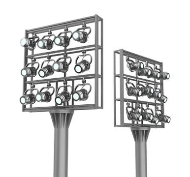 Set of spotlights on metal frames. Illustrazione stock