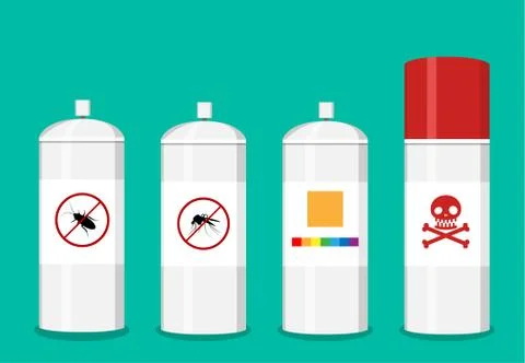 Set of spray can in flat vector art Stock Illustration