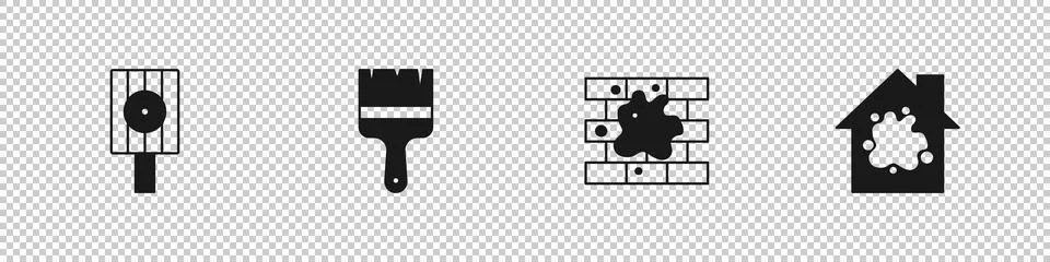 Set Spray can nozzle cap, Paint brush, Painting the house and icon. Vector Ilustración de archivo
