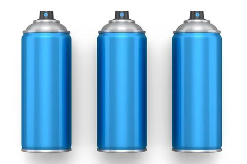 Set of spray paint cans isolated on white background. 3d render spray paint b Stock Illustration