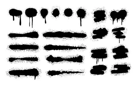 Set of spray paint elements set collection. Grunge graffiti stencil frames .. 库存插图