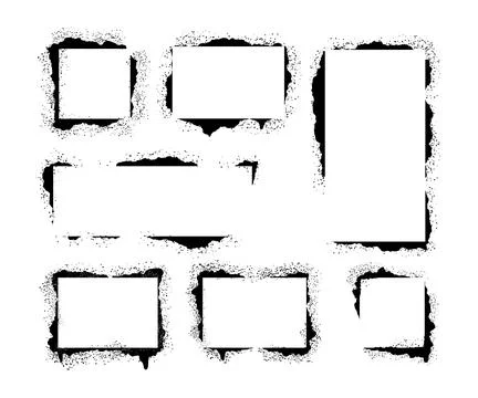 Set of spray paint frame set collection. Grunge graffiti stencil frames wit.. Stock Illustration