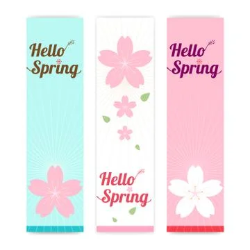 Set of spring banner background with cherry blossom in vertical Stock Illustration