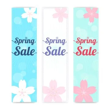 Set of spring banner background with cherry blossom in vertical Stock Illustration