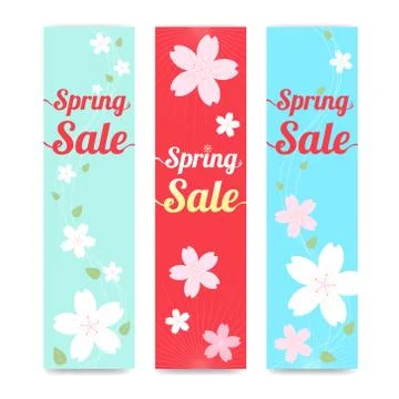 Set of spring banner background with cherry blossom in vertical Stock Illustration