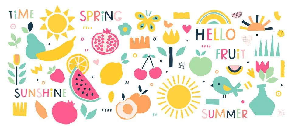 A set of spring elements Stock Illustration