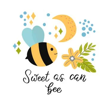 Set of spring elements - leaves, flowers, bee Stock Illustration