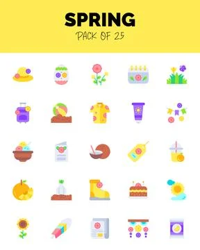 Set of Spring flat icons for logo &amp; web. Vector illustration Stock Illustration