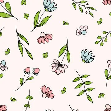 Set of spring flowers hand drawn,vector Stock Illustration