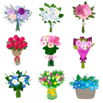 Set of spring flowers Stock Illustration