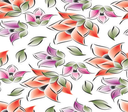 Set of spring flowers pattern background Stock Illustration