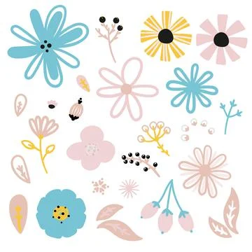 A set of spring garden flowers Stock Illustration