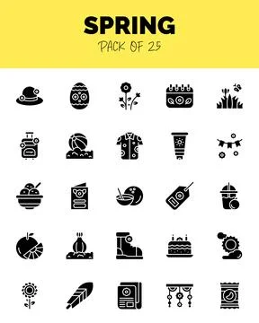 Set of Spring Glyph icons for logo &amp; web. Vector illustration Stock Illustration