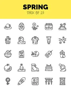 Set of Spring Lineal Cut icons for logo &amp; web. Vector illustration Stock Illustration