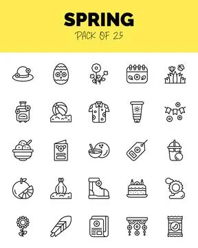 Set of Spring Lineal icons for logo &amp; web. Vector illustration Stock Illustration