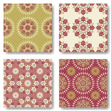 Set of spring themed scrapbooking seamless pattern. Seamless vector illustration 库存插图
